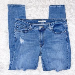 LEVI’S Women’s 711 Distressed Skinny Blue Denim Jeans Plus Size 32